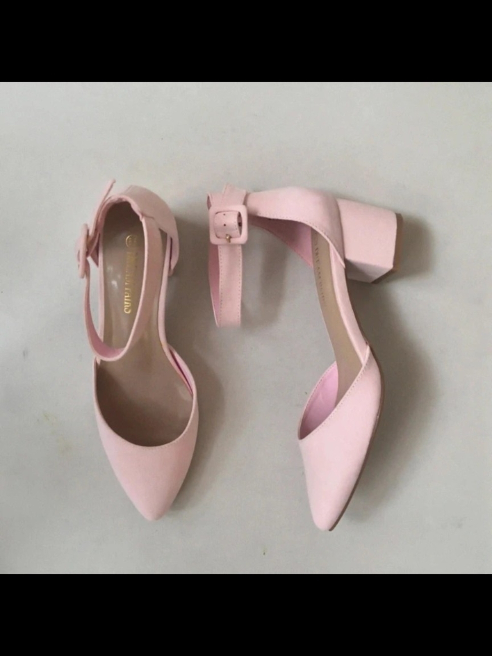 Women's Pink Block Heel Ankle Strap Pumps